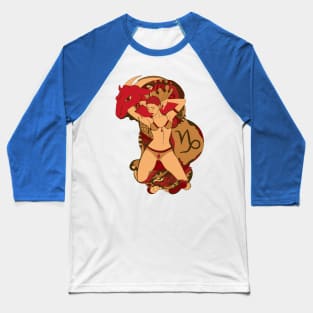 Red and Cream Capricorn Beauty Baseball T-Shirt